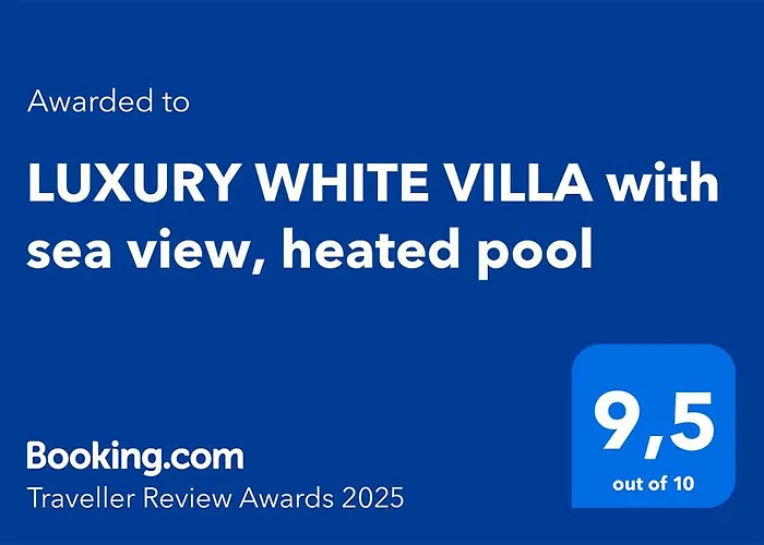 Luxury White Villa With Sea View, Heated Pool